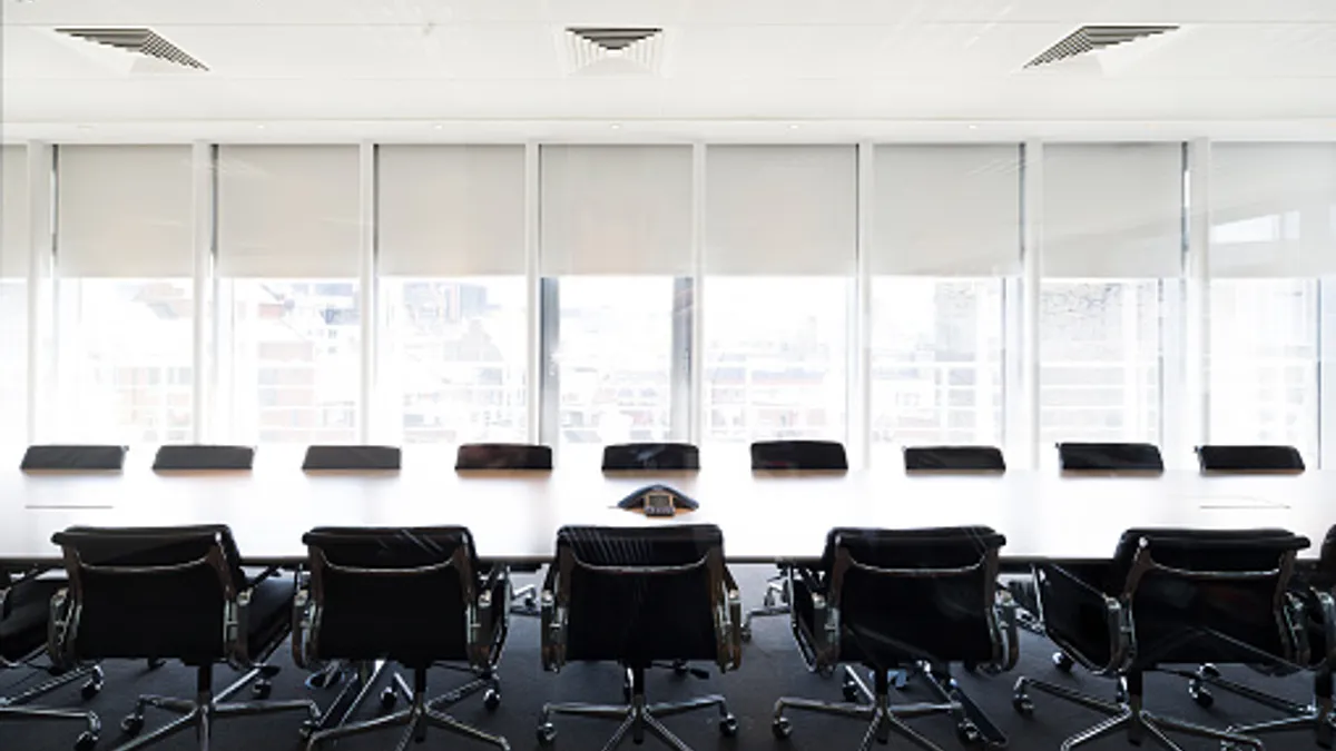 Empty boardroom meeting space in office
