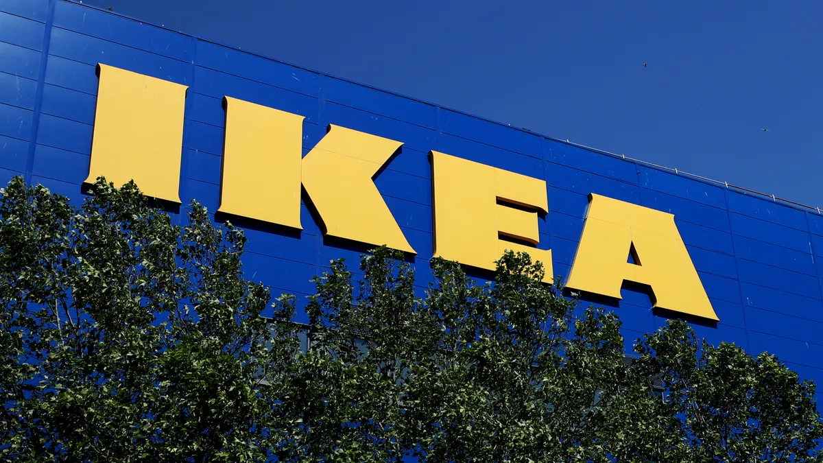 IKEA logo is displayed outside a store.