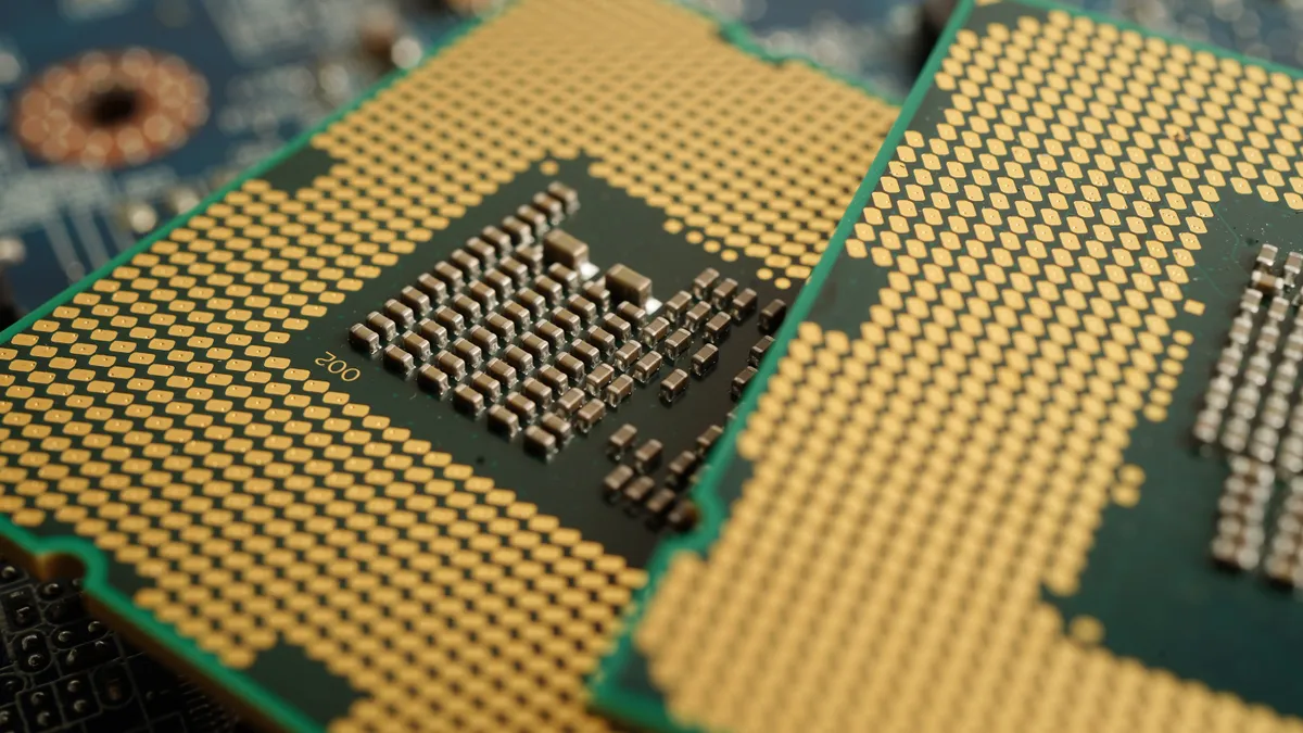 A close up view of a computer's inner workings