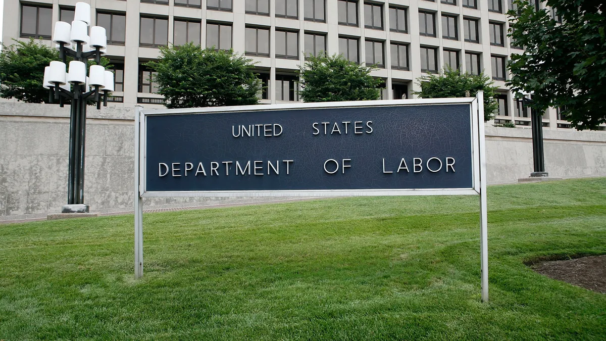 The exterior of the U.S. Department of Labor in Washington, DC.