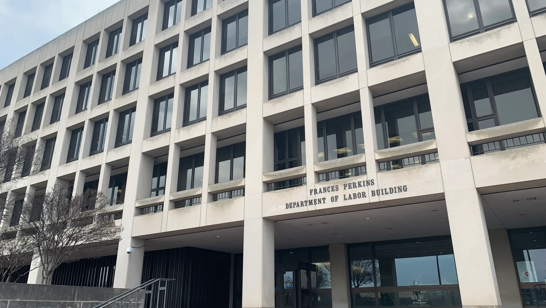 An exterior shot of the U.S. Department of Labor's headquarters.